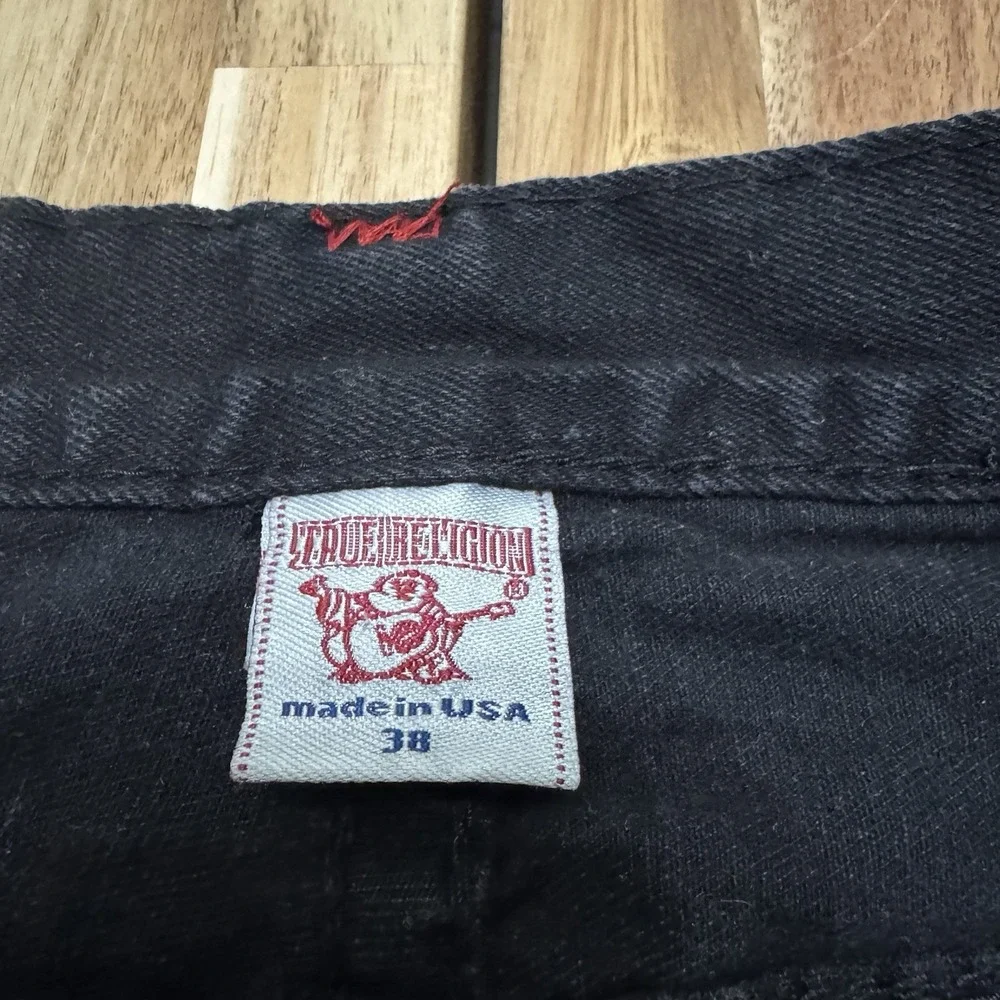 Vintage True Religion Jeans‎ Mens 38x32 Black Red Stitching Billy Super T USA